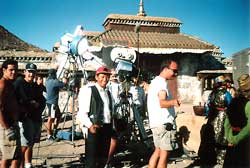 On the set for the movie Seven Years in Tibet